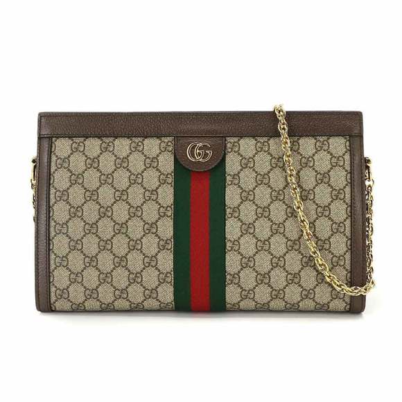 Gucci Handbags - GUCCI Ophidia GG Supreme Medium Shoulder Bag Leather Beige Brown 503876